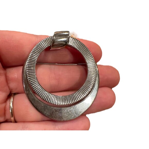 Vintage art deco circle pin silver tone - Picture 1 of 2